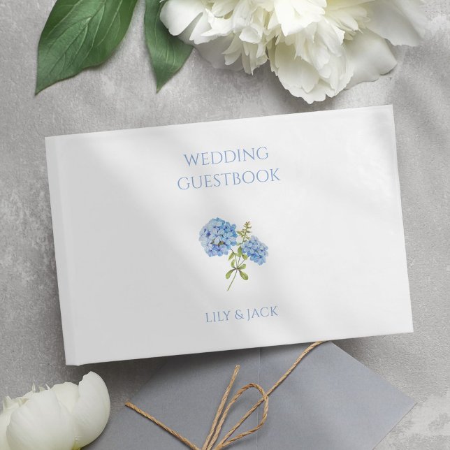 Blue and White Floral Hydrangea Wedding Guestbook (Creator Uploaded)