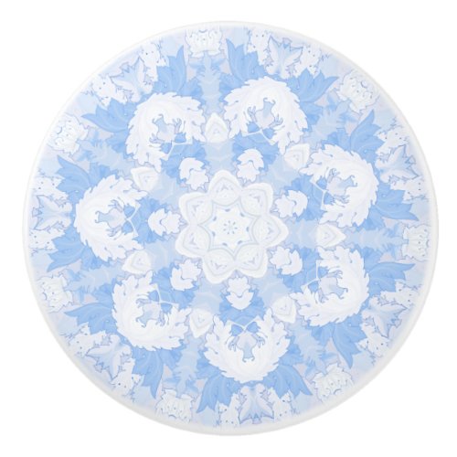 Blue and White Floral Kaleidoscope Ceramic Knob