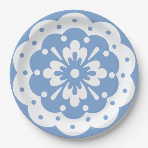 Blue and white floral lacy Paper Plate