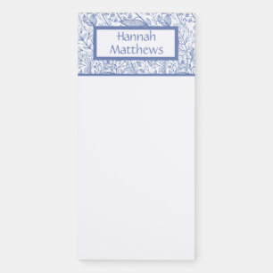 Blue and White Floral Magnetic Notepad