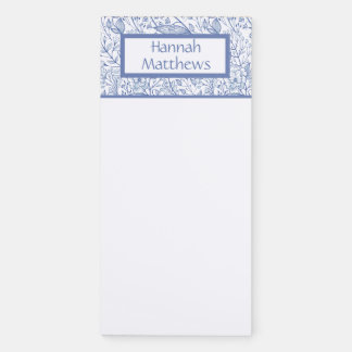 Blue and White Floral  Magnetic Notepad