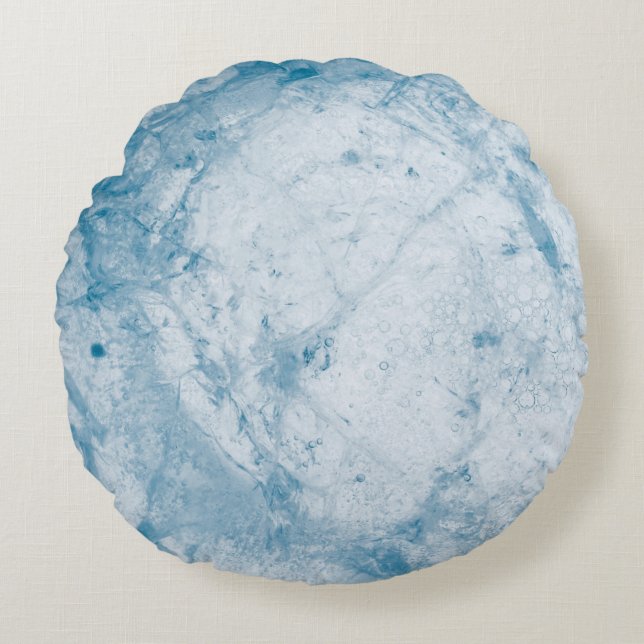 Blue and white floral mattress round pillow (Front)