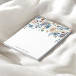 Blue And White Floral Notepad<br><div class="desc">Stay organized in style with our Personalized Notepad, designed to bring a touch of elegance to your everyday writing. At the top of each page, a beautiful watercolor illustration of neutral and blue flowers adds a serene and sophisticated charm, making every note you jot down a little more special. Your...</div>