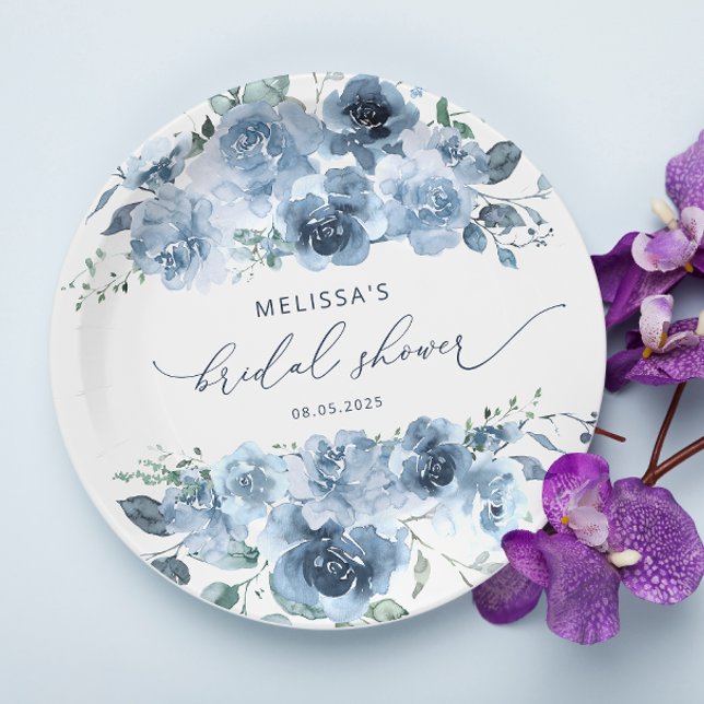 Blue and White Floral Paper Plates (Creator Uploaded)