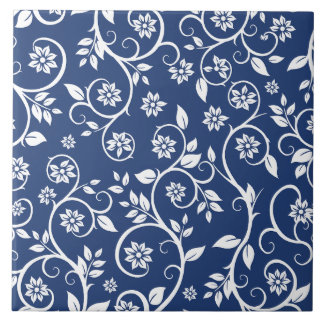 blue and white floral pattern ceramic tile