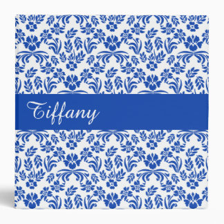 Blue and White Floral Pattern Custom Binder