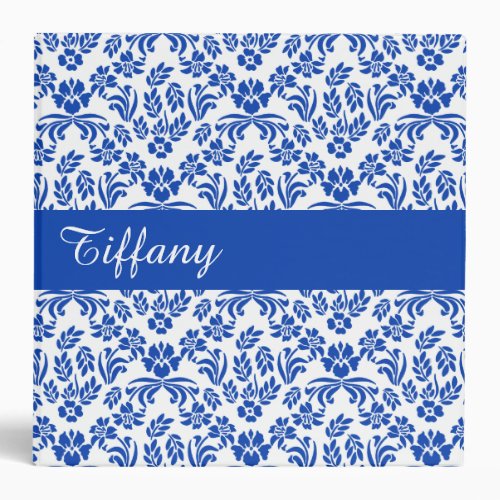 Blue and White Floral Pattern Custom Binder