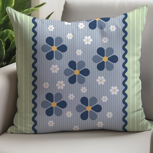 Blue and White Floral Pillow