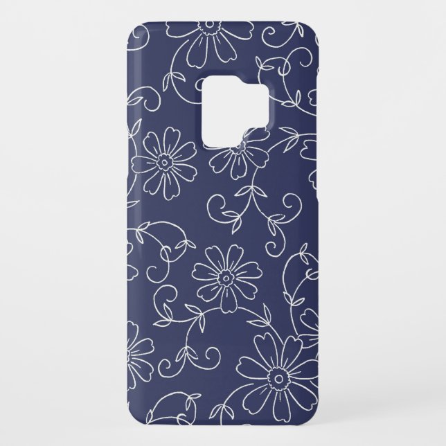Blue and White Floral Samsung Galaxy S Case (Back)