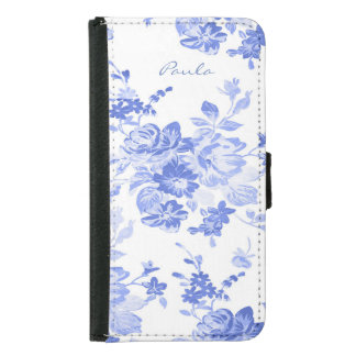 Blue and White Floral Samsung S5 Wallet Case