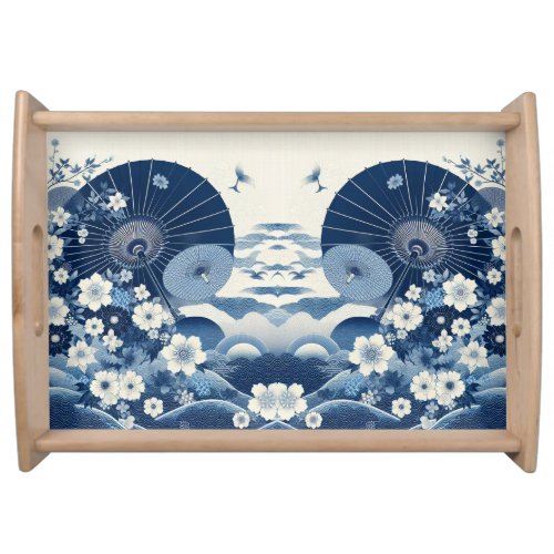 Blue and White Floral  Serving Tray
