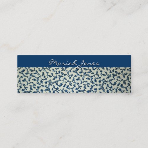 Blue and White Floral Skinny Profile Business Card