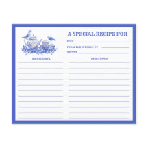 Blue and White Floral Tea Set Recipe Card