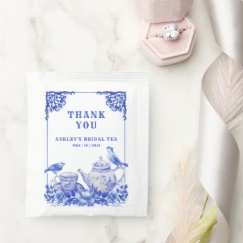 Blue And White Floral Tea  Tea Bag Drink Mix by AlyssaErnstDesign at Zazzle