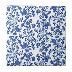 Blue and White Floral Tile