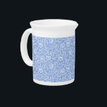 Blue and White Floral Tudor Damask Vintage Style Pitcher<br><div class="desc">Elegant vintage victorian style Floral Tudor Gardens Damask.</div>