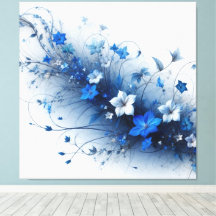Blue and White Floral Vine