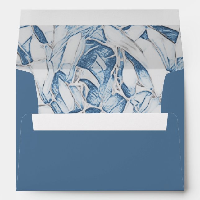Blue And White Floral Wedding Adress  Envelope (Back (Bottom))