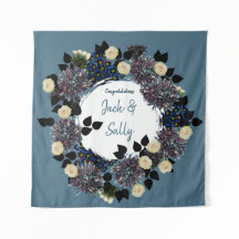 Blue and white floral wedding backdrop