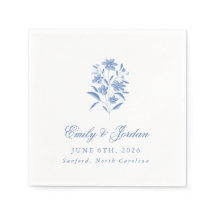 Blue and White Floral Wedding Napkins