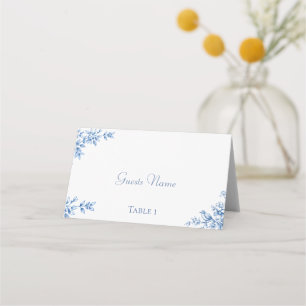 Blue and White Floral Wedding Place Cards