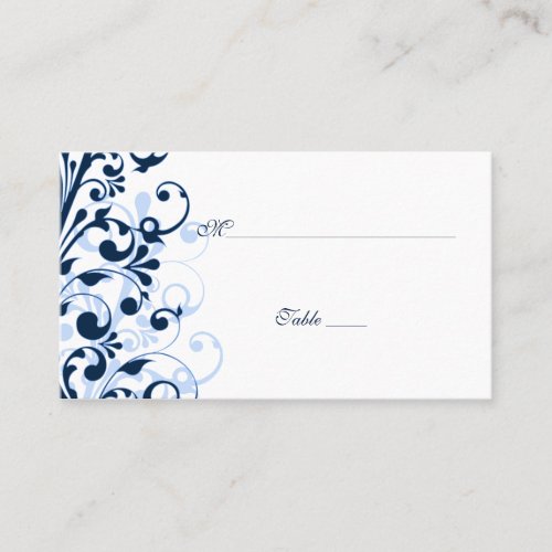 Blue and White Floral Wedding Place Cards Business Card