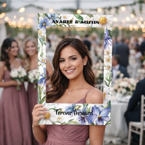 Blue and White Floral Wedding Selfie Frame