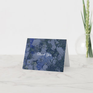 Blue and white floral wedding thank you