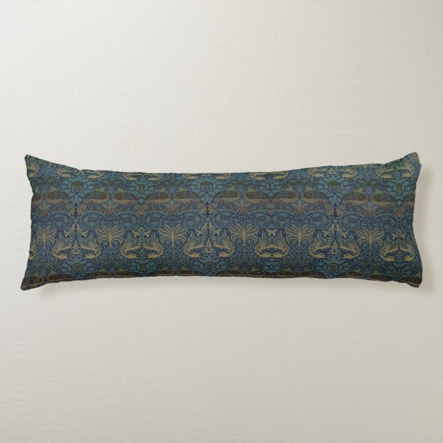 Blue and White Floral William Morris Medway Body Pillow (Front)