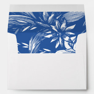 Blue and white flower arrangement wedding envelope