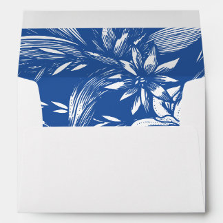 Blue and white flower arrangement wedding envelope