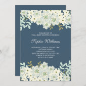 Blue and White Flower Baby Shower Invitation (Front/Back)