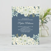 Blue and White Flower Baby Shower Invitation (Standing Front)