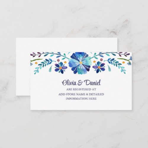 Blue and White Flower Fiesta Wedding Registry Enclosure Card