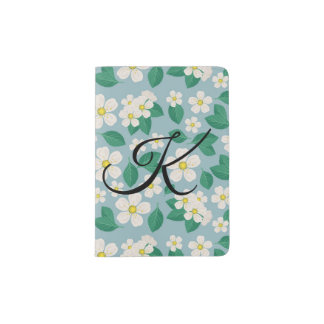 Blue and White Flower Floral Pattern Passport Holder