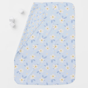 Blue and white flower pastel pattern  baby blanket