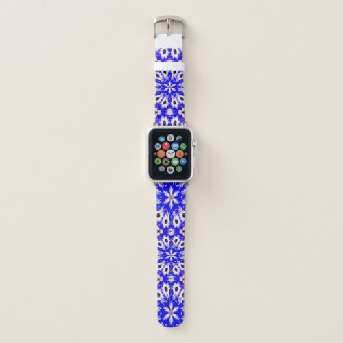 Blue and white flower pattern apple watch band