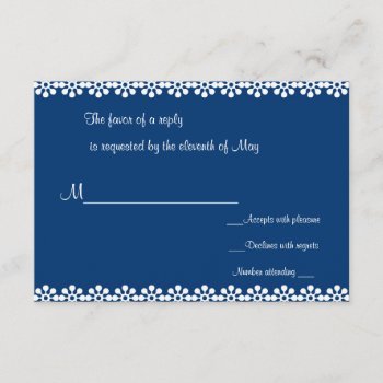 Blue And White Flower Rsvp Cards by divadezines at Zazzle