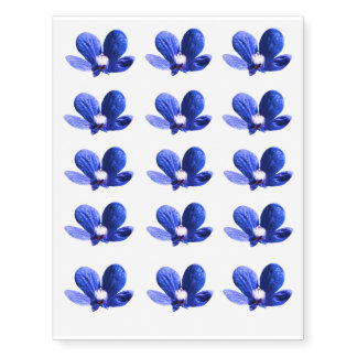 Blue and White Flower Temporary Tattoos