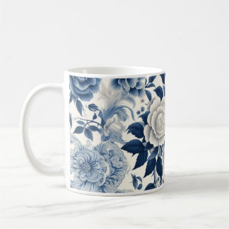 Blue and white flowers coffee mug