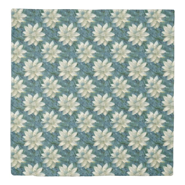 Blue and White Flowers Duvet Cover (Front)