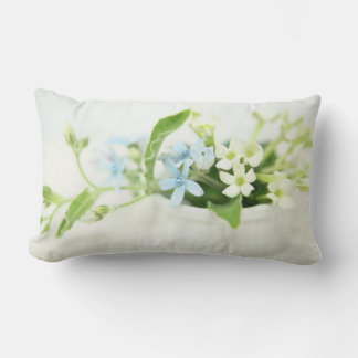 blue and white flowers lumbar pillow
