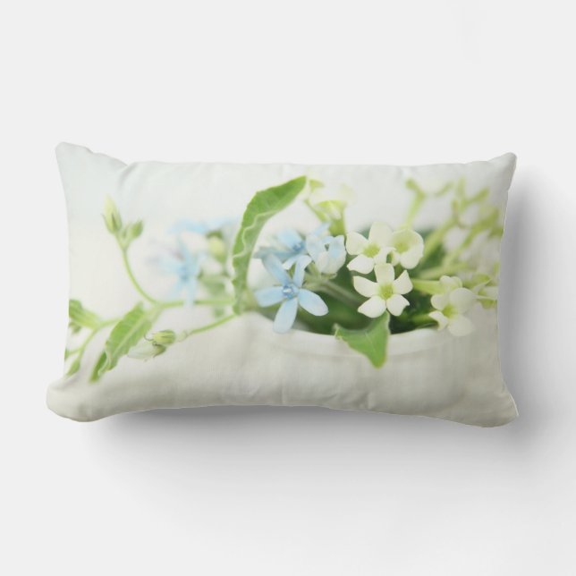 blue and white flowers lumbar pillow (Front)