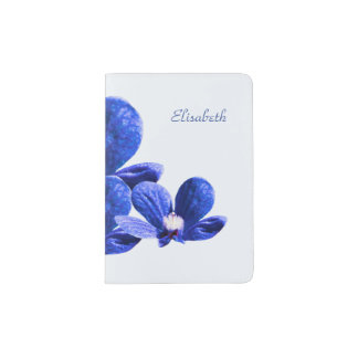 Blue and White Flowers Passport Holder