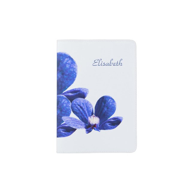 Blue and White Flowers Passport Holder (Front)