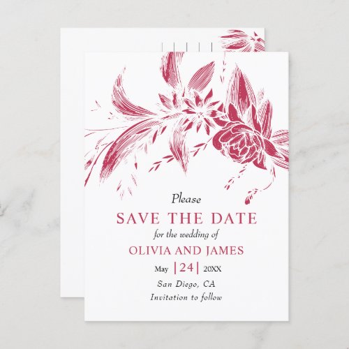 Blue and white flowers Save the Date Postcard