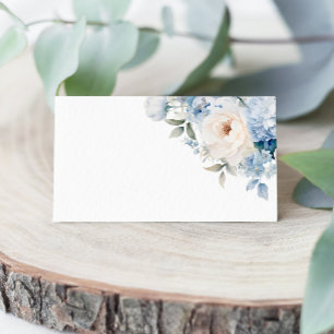 Blue and White Flowers Wedding Place Card
