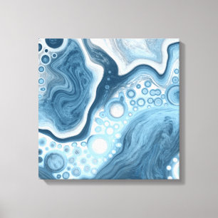 Blue and White Fluid Art Canvas Print