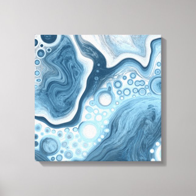 Blue and White Fluid Art  Canvas Print (Front)