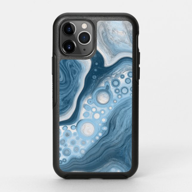 Blue and White Fluid Art   Otterbox iPhone Case (Back)